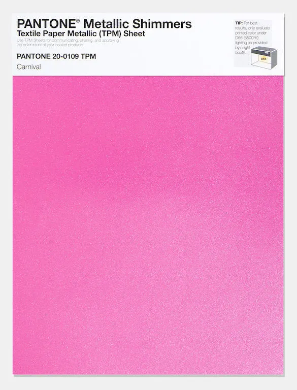 Pantone Metallic Shimmers Textile Paper Metallic Sheet 20-0109 Carnival
