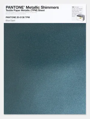 Pantone Metallic Shimmers Textile Paper Metallic Sheet 20-0138 Blue Giant