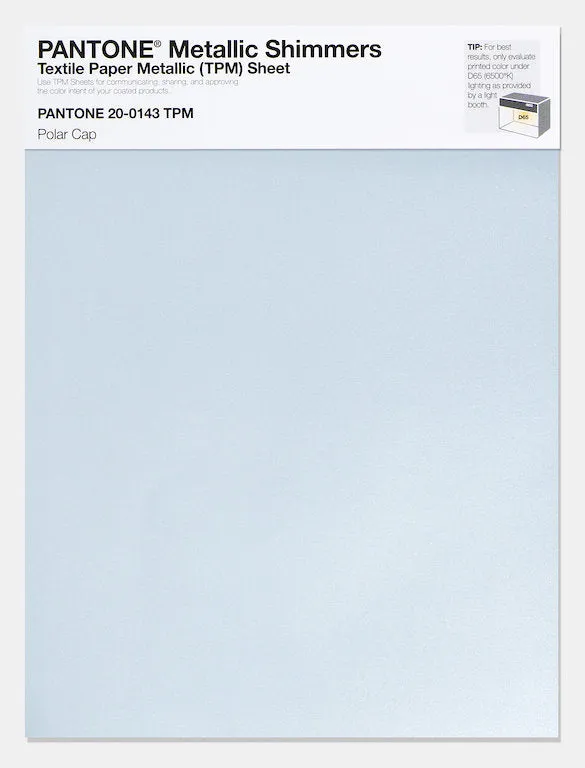 Pantone Metallic Shimmers Textile Paper Metallic Sheet 20-0143 Polar Cap