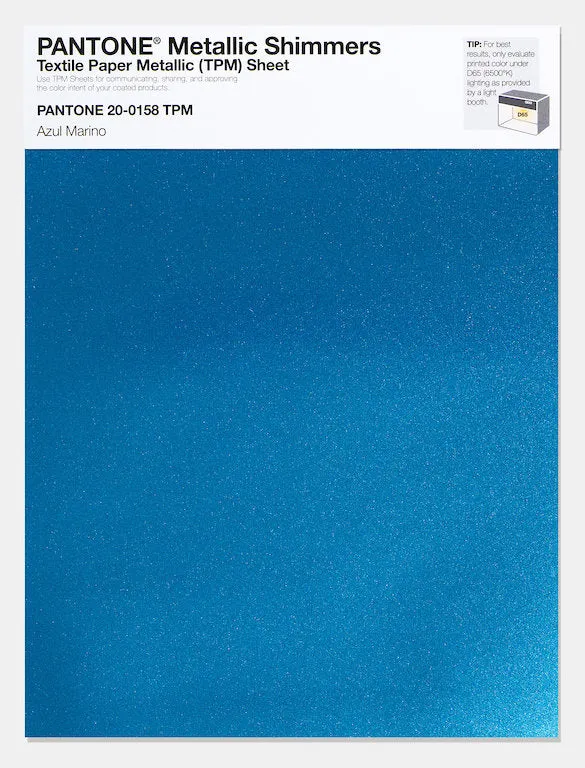 Pantone Metallic Shimmers Textile Paper Metallic Sheet 20-0158 Azul Marino