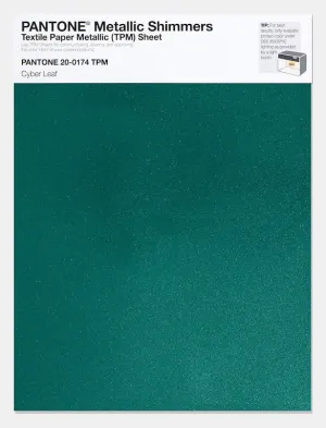 Pantone Metallic Shimmers Textile Paper Metallic Sheet 20-0174 Cyber Leaf