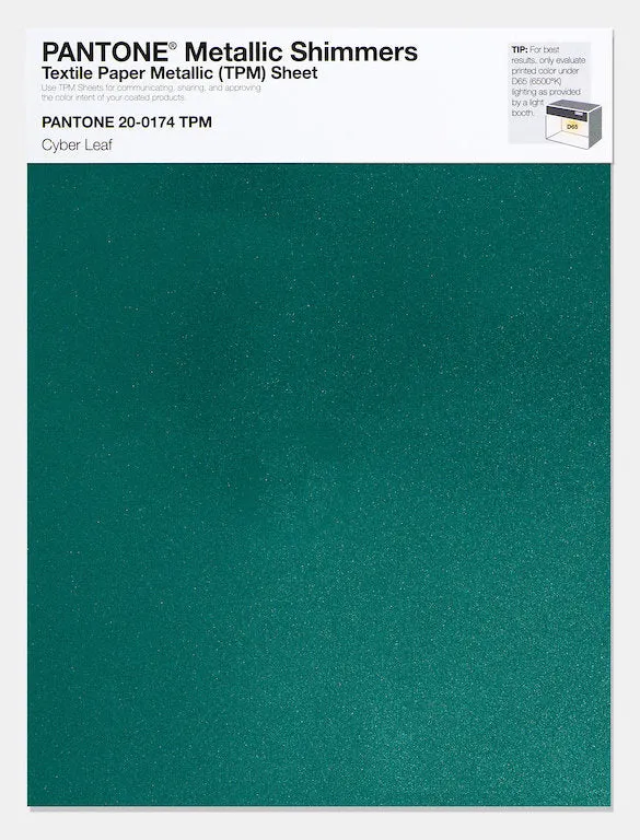 Pantone Metallic Shimmers Textile Paper Metallic Sheet 20-0174 Cyber Leaf