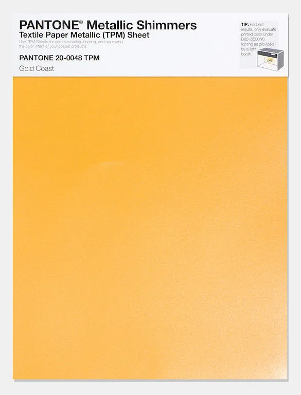 Pantone Metallic Shimmers Textile Paper Metallic (TPM) Sheet 20-0048 Gold Coast