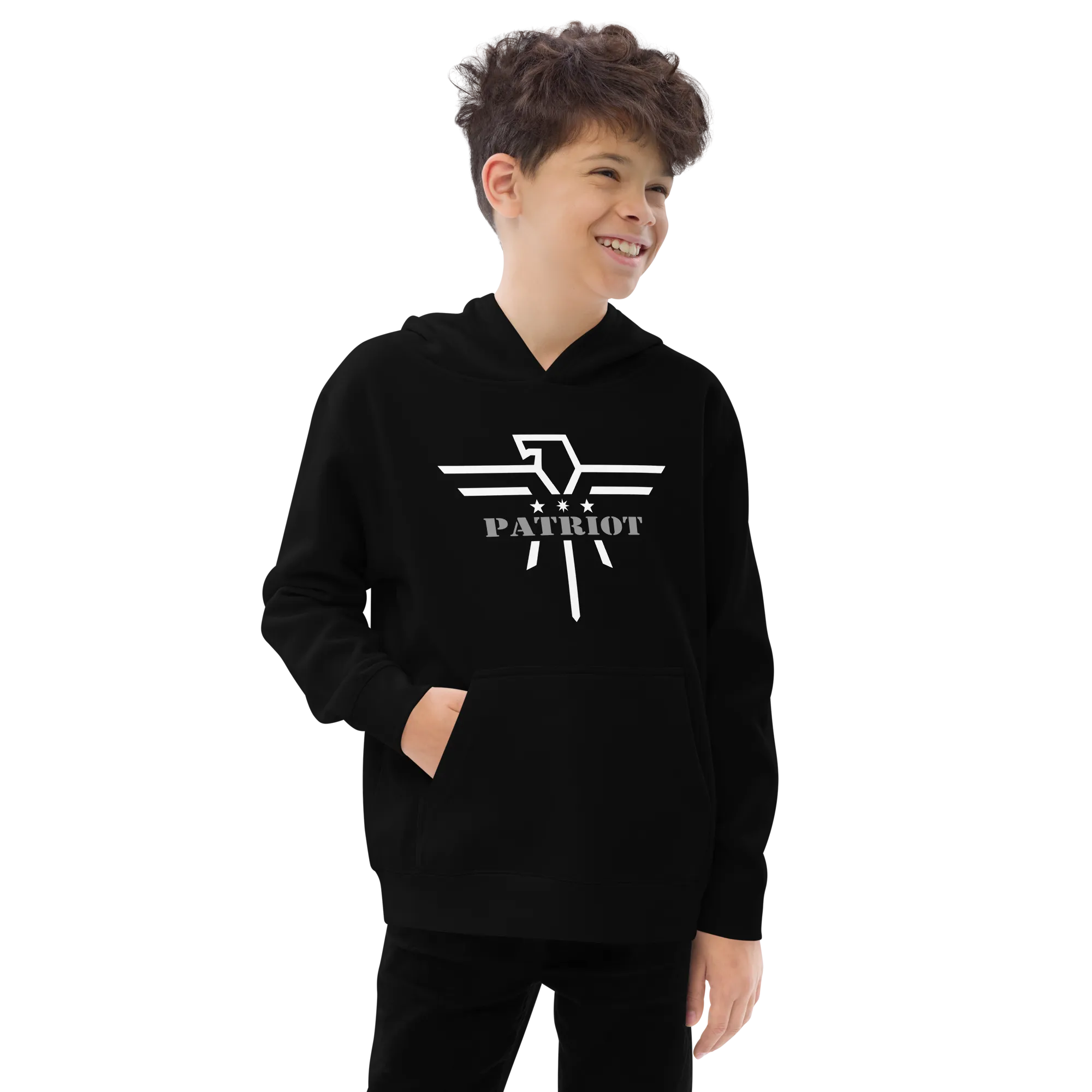 Patriot White and Grey Eagle Kids fleece hoodie
