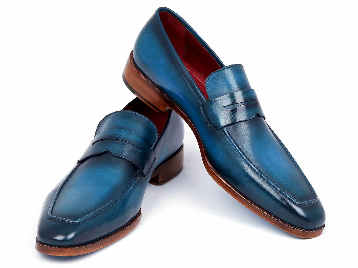 Paul Parkman Blue & Turquoise Calfskin Loafers