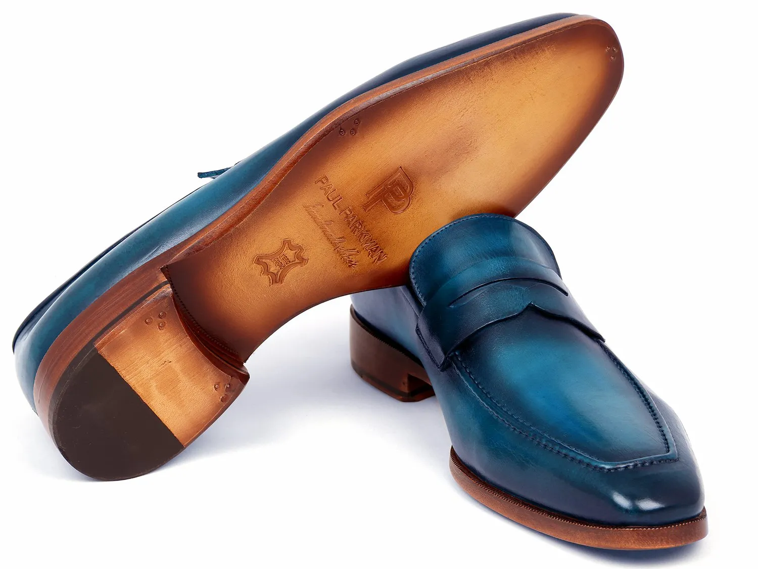 Paul Parkman Blue & Turquoise Calfskin Loafers