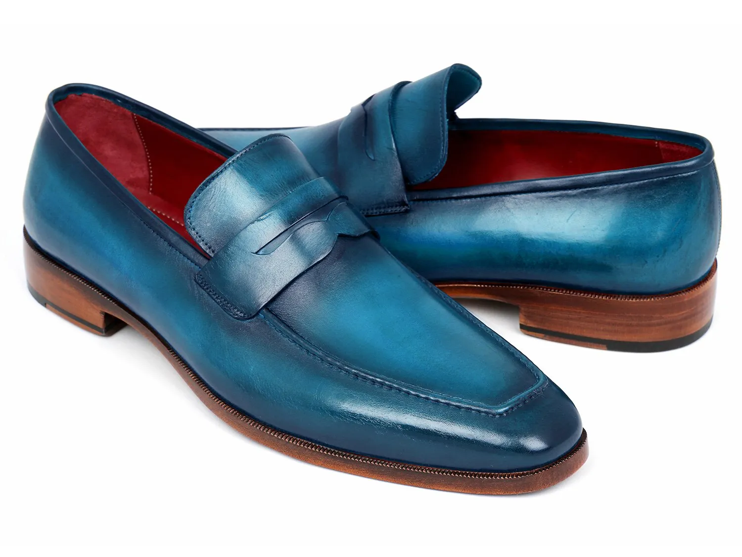 Paul Parkman Blue & Turquoise Calfskin Loafers