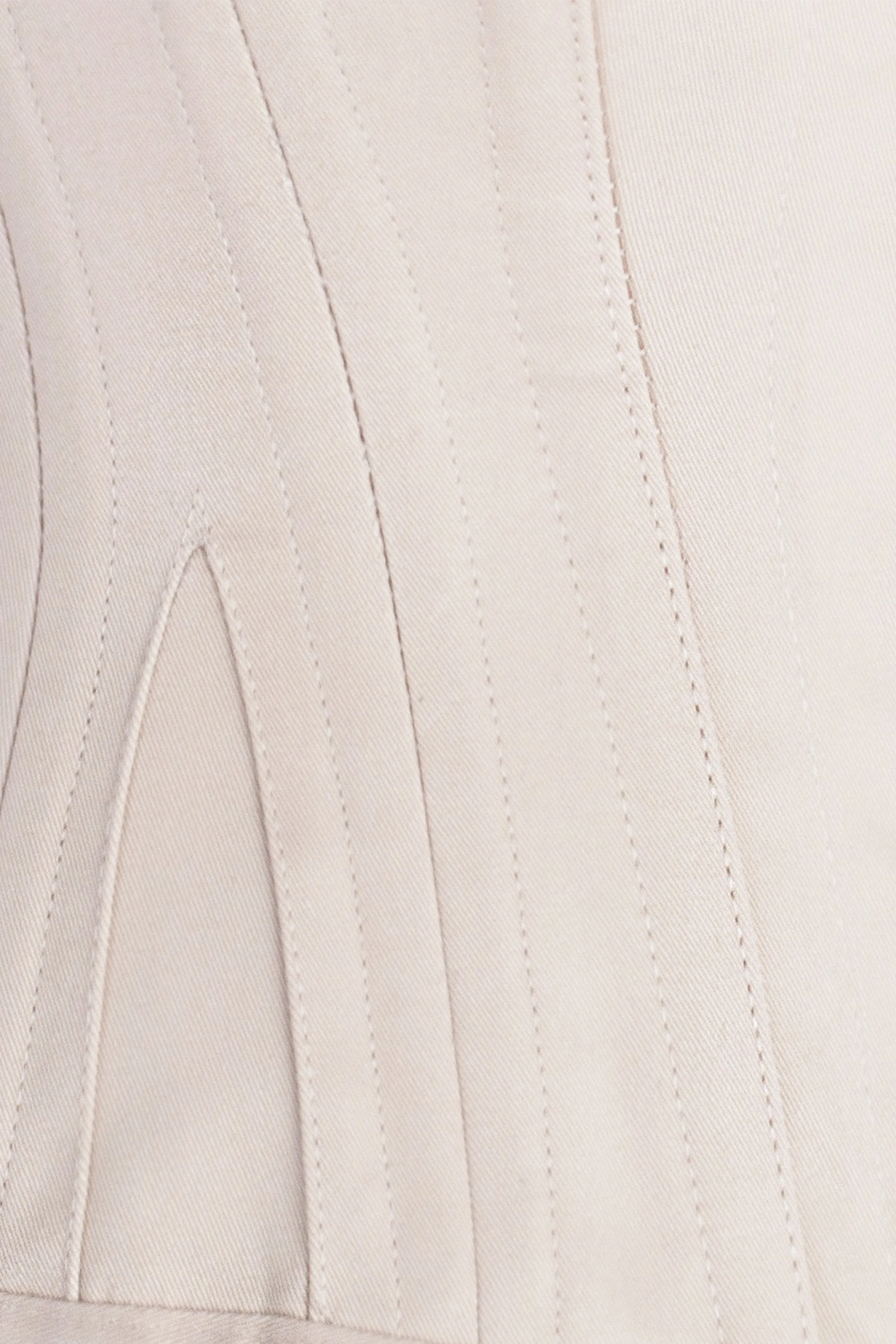 Pinky Beige Cotton Twill Classic Overbust Waist Trainer With Hip Gores
