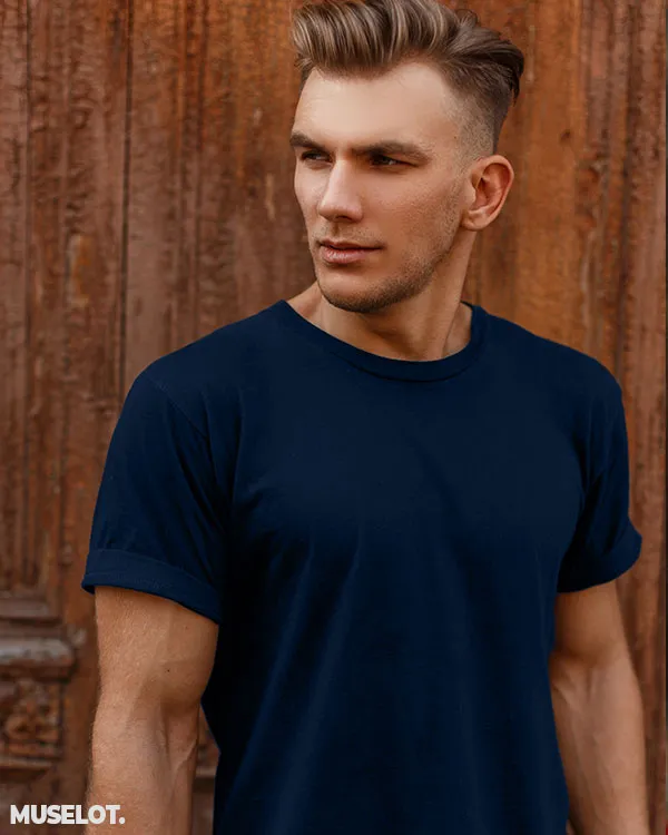 Plain navy blue mens t shirt