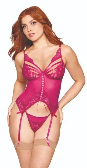 Playful Floral Lace and Mesh Bustier Set