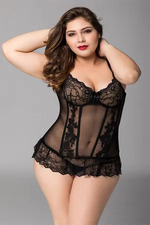 Plus Size Black Corset Lingerie