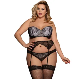 Plus Size Strapless Bra & Garter Set