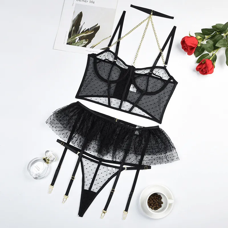 Polka Dot Corset Lingerie Set