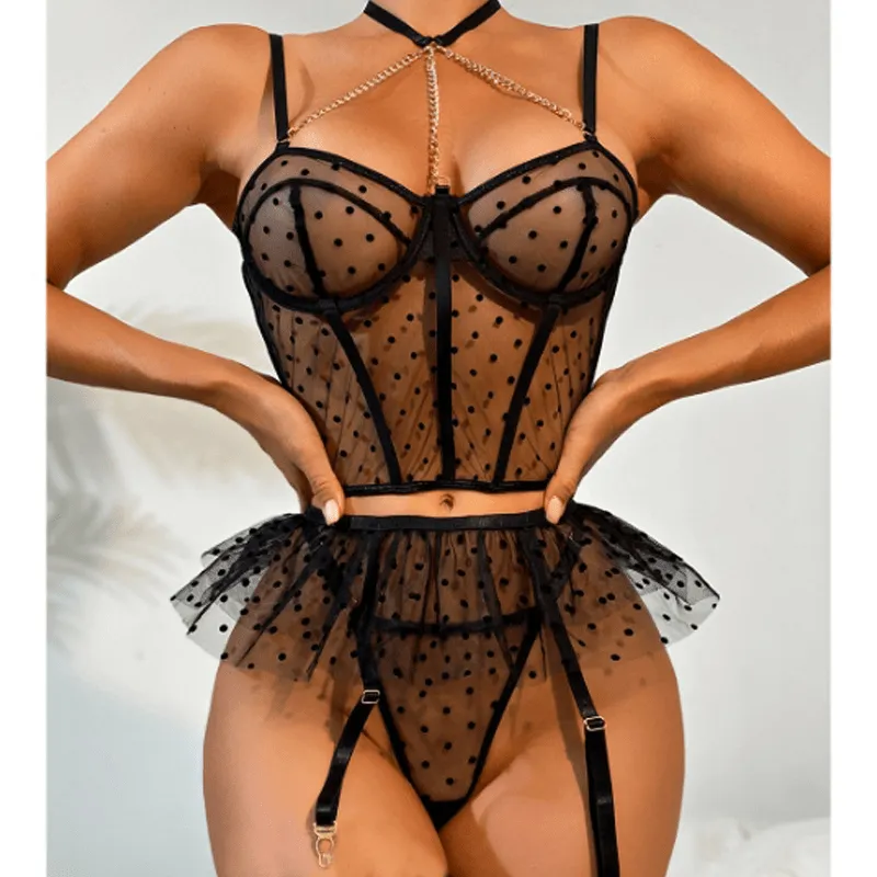 Polka Dot Corset Lingerie Set