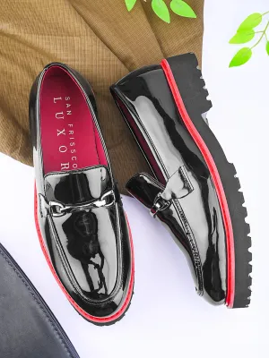 Portobello Black Patent Slip-Ons