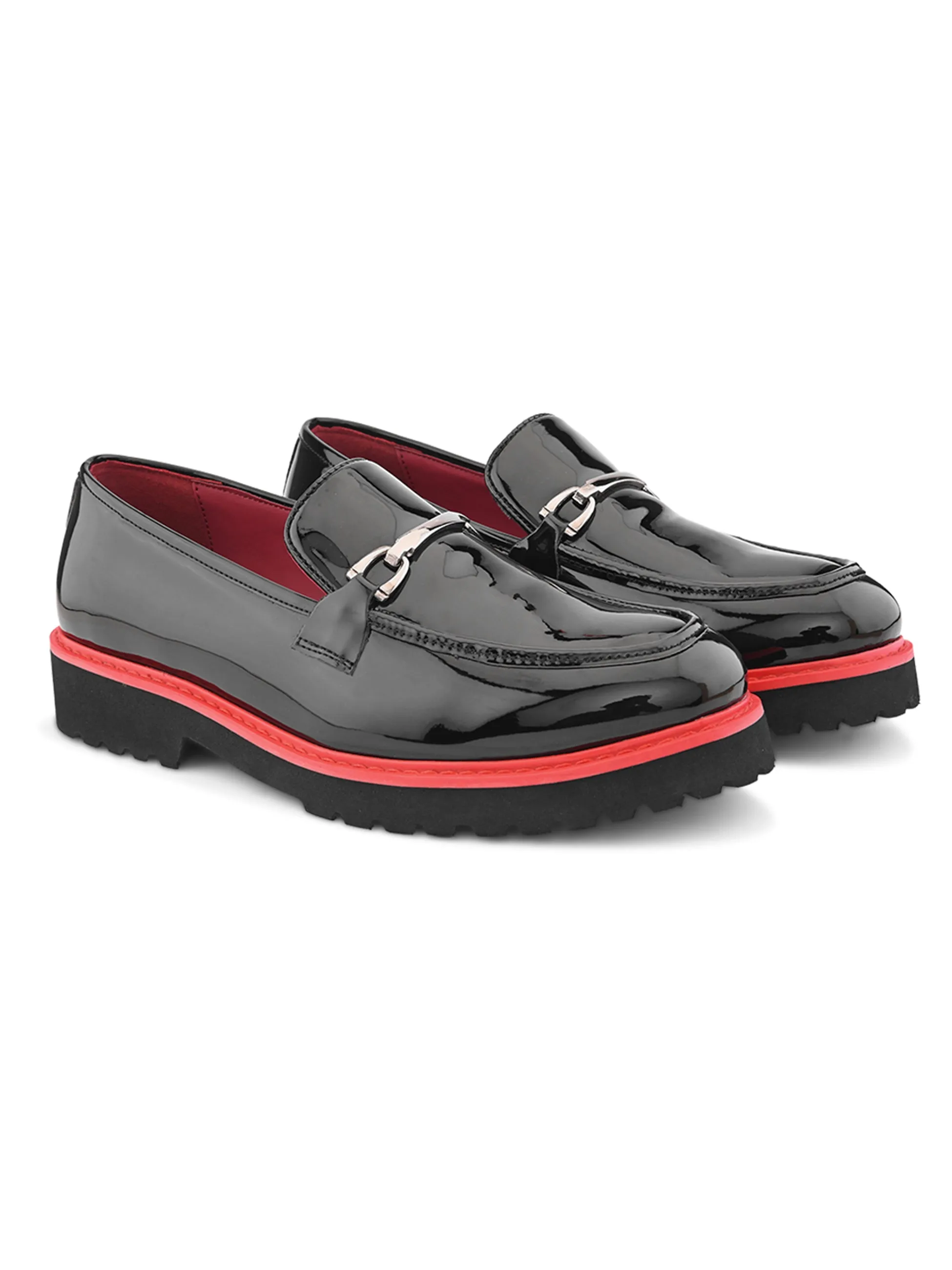Portobello Black Patent Slip-Ons