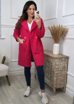 Presley Pink Double Breasted Boucle Coat