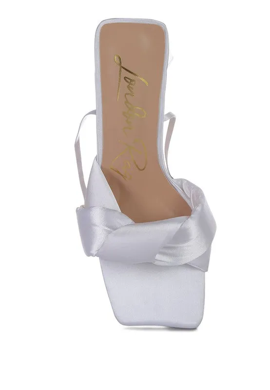 Pristine Knotted Triangular Block Heel Sandals 3" Heels