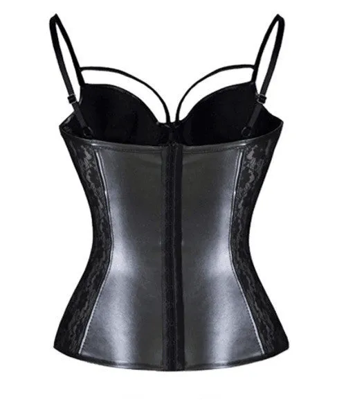 PU Lace Sexy Corset Garter Belt Plastic Top