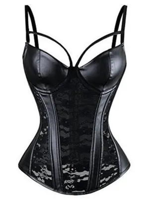 PU Lace Sexy Corset Garter Belt Plastic Top