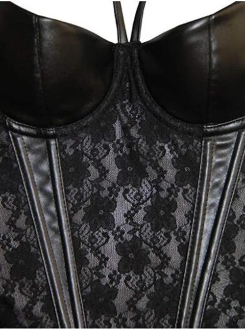 PU Lace Sexy Corset Garter Belt Plastic Top