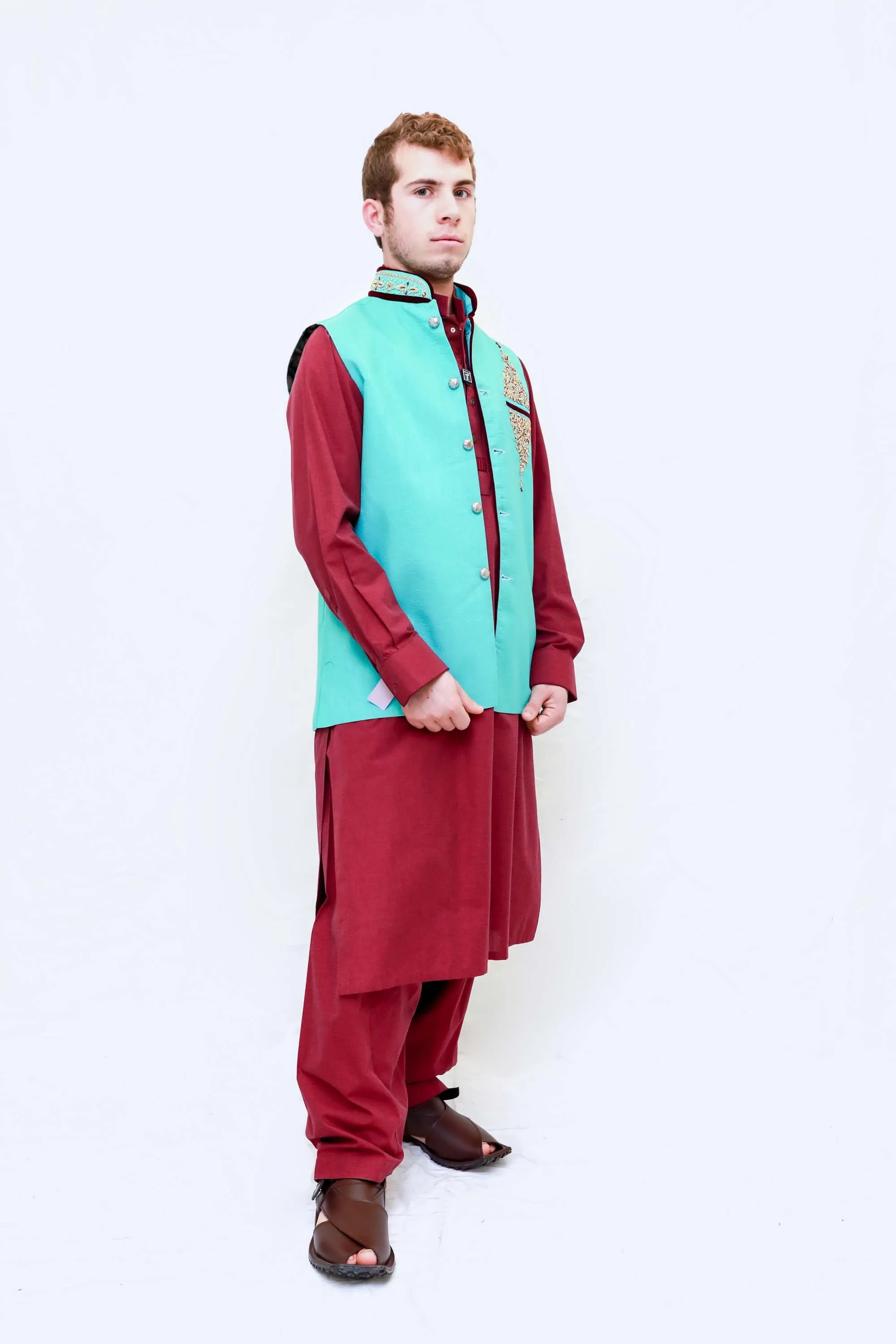 Red Cotton Suit - Salwar Kameez