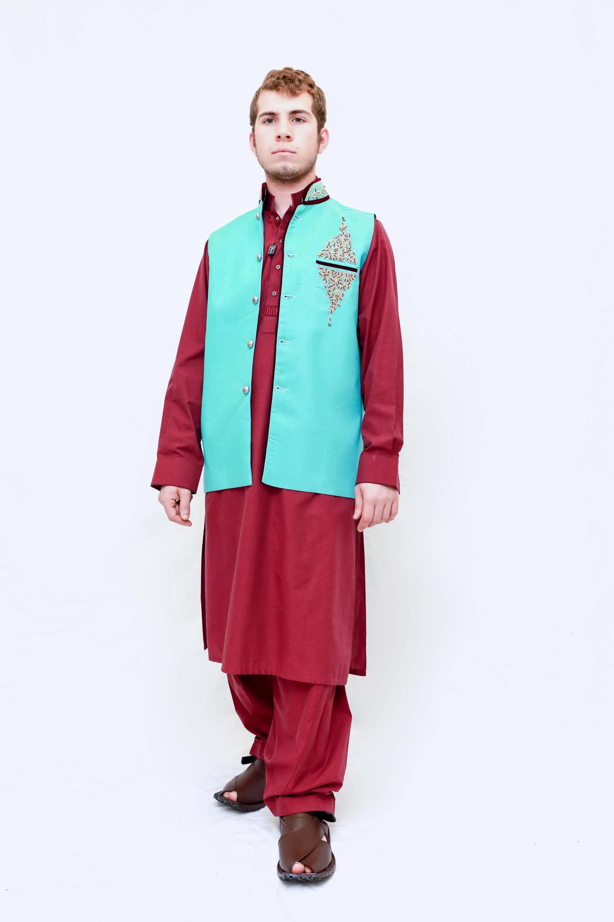 Red Cotton Suit - Salwar Kameez