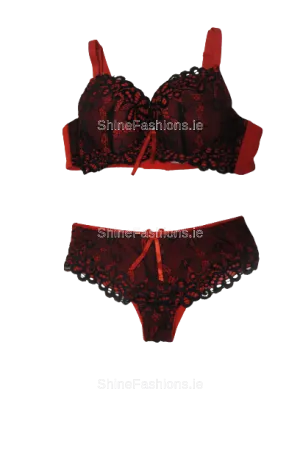 Red Lace Design Lingerie Set