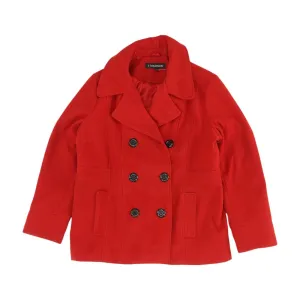 Red Solid Peacoat Coat