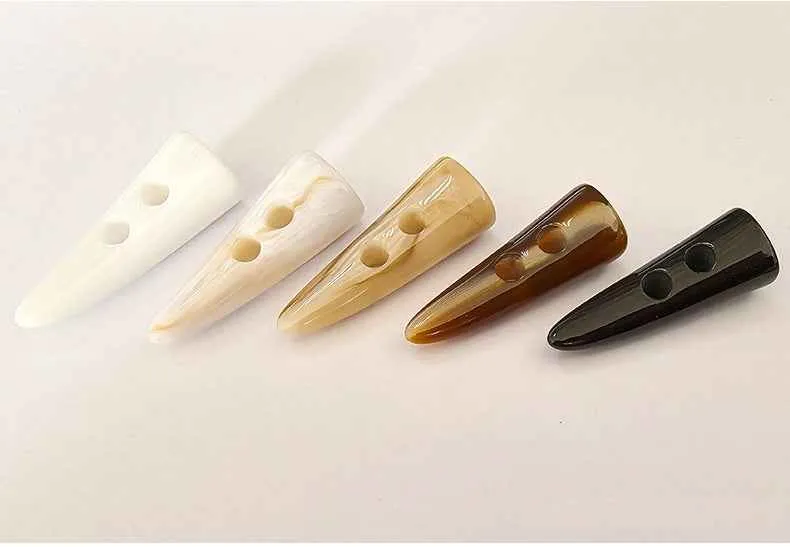 Resin Faux Horn 2-Hole Toggle Buttons -Trench Coat Fasteners 30pcs