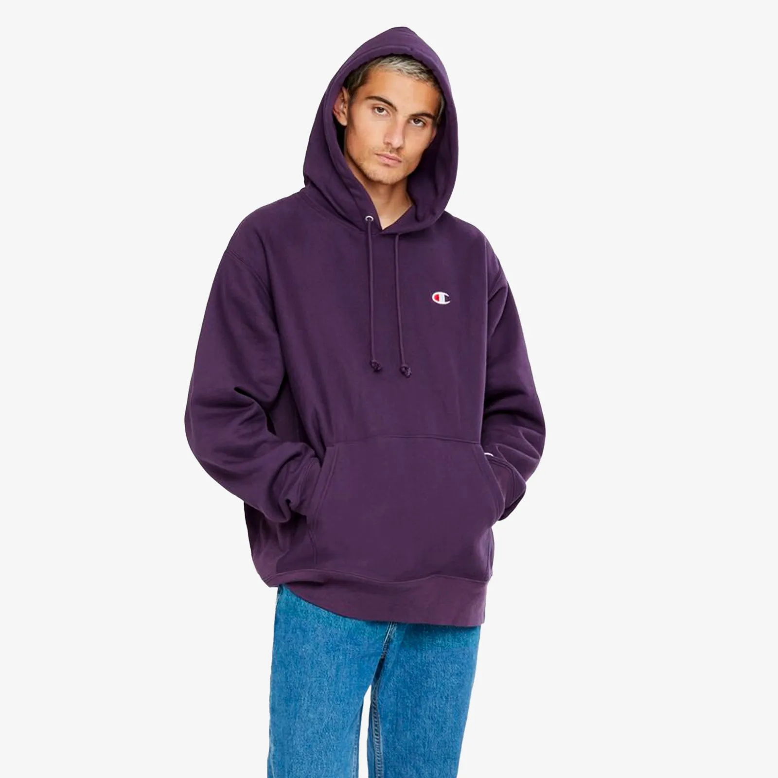 Reverse Weave Small C Hoodie - Purple
