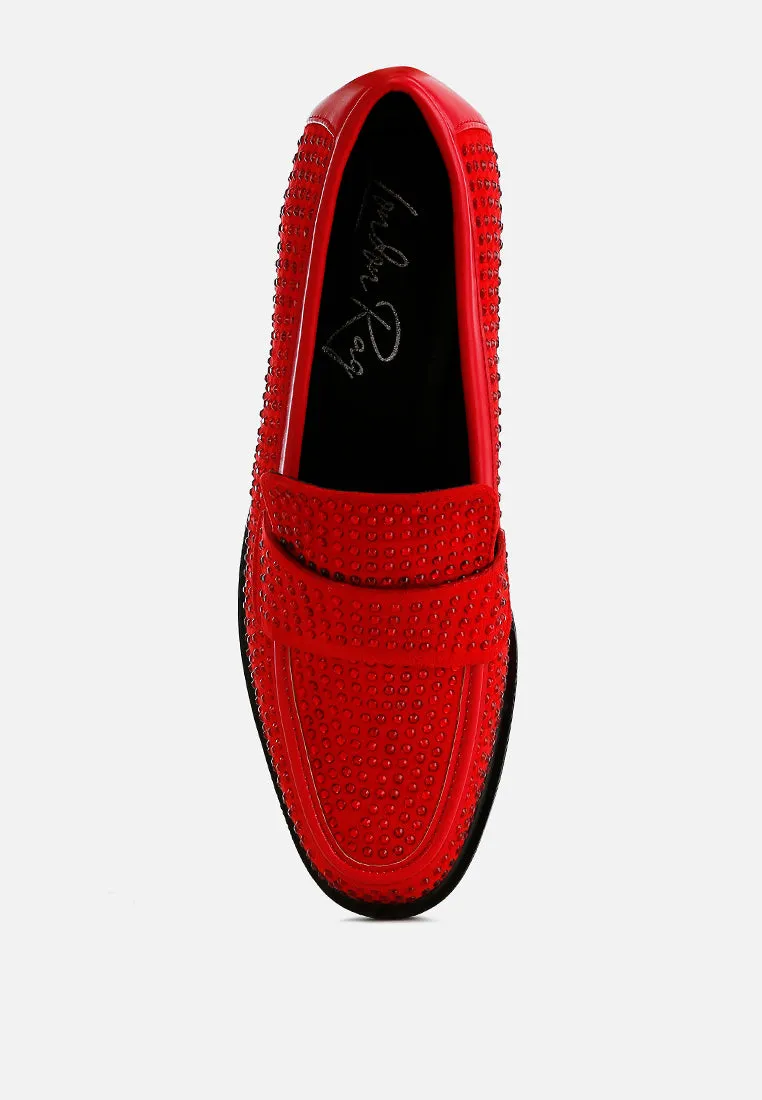 Rhinestones Embellished Loafers By Ruw