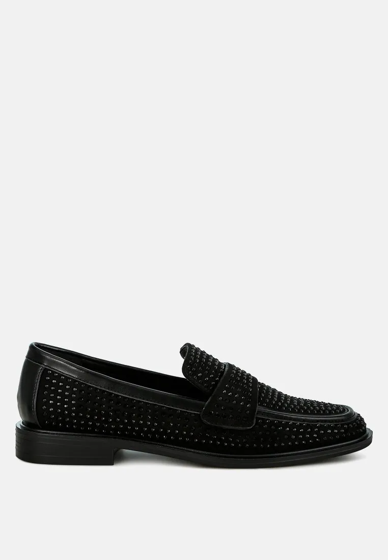 Rhinestones Embellished Loafers By Ruw