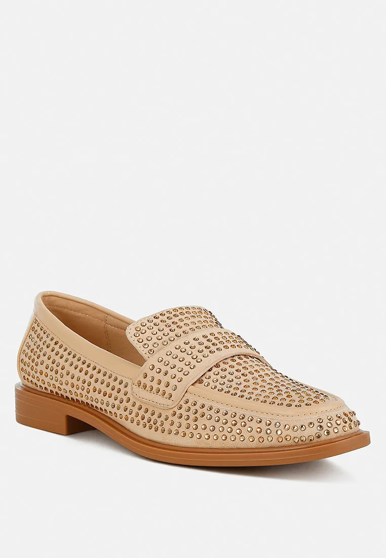 Rhinestones Embellished Loafers By Ruw