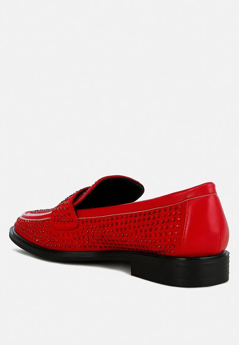Rhinestones Embellished Loafers By Ruw