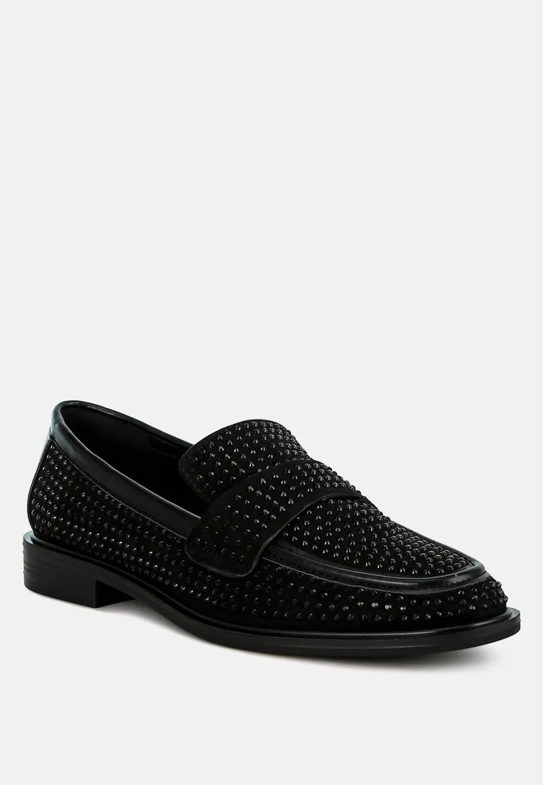 Rhinestones Embellished Loafers By Ruw