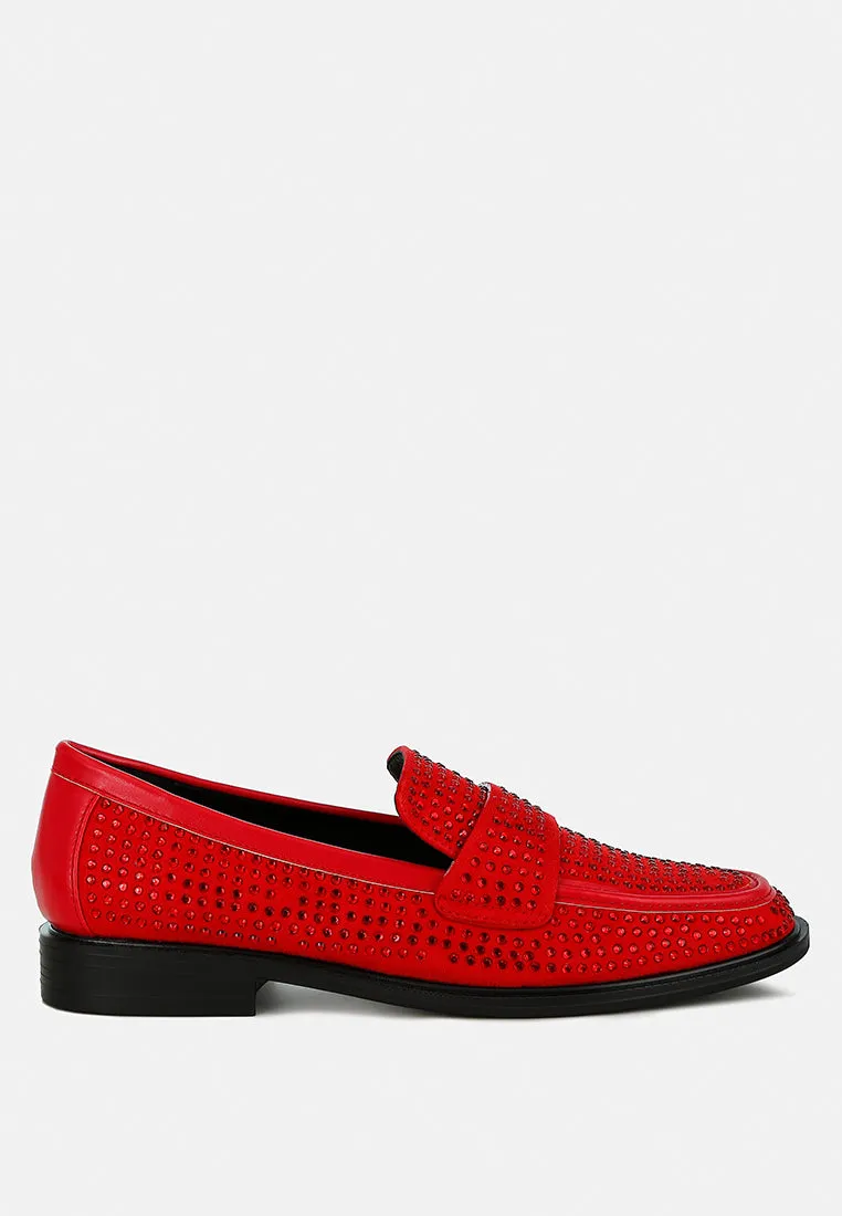 Rhinestones Embellished Loafers By Ruw