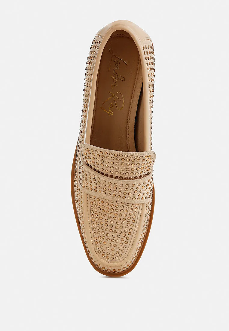 Rhinestones Embellished Loafers By Ruw