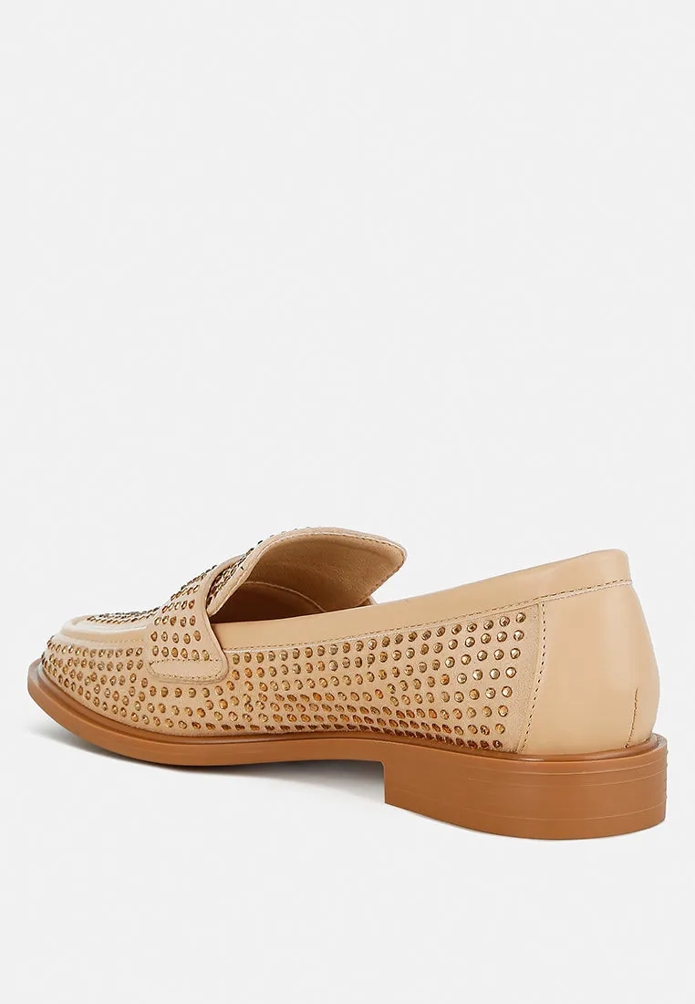 Rhinestones Embellished Loafers By Ruw