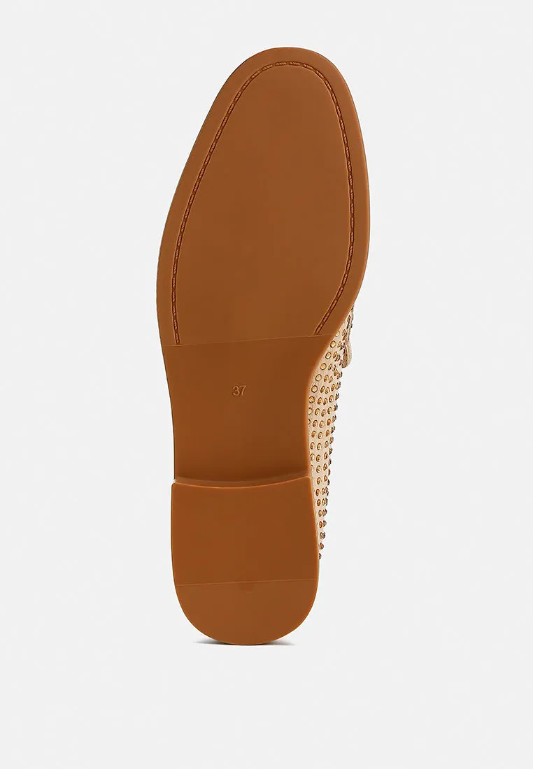 Rhinestones Embellished Loafers By Ruw