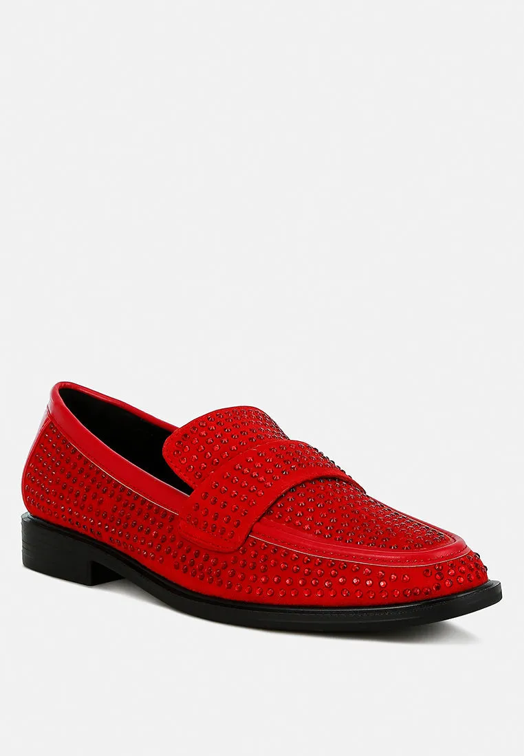 Rhinestones Embellished Loafers By Ruw