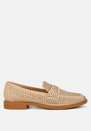 Rhinestones Embellished Loafers By Ruw