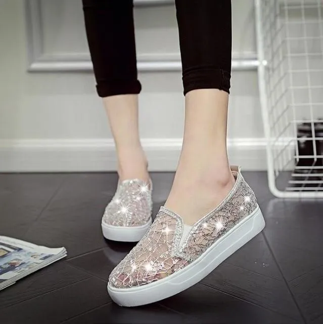 Rhinestones Women Flats Casual Cut Outs Shoes