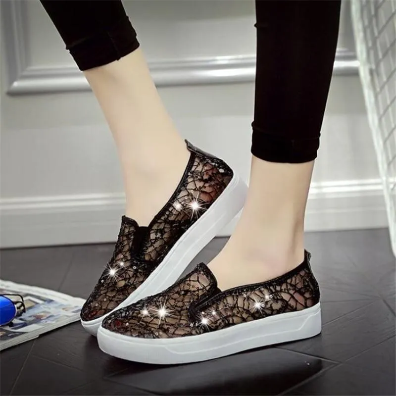 Rhinestones Women Flats Casual Cut Outs Shoes