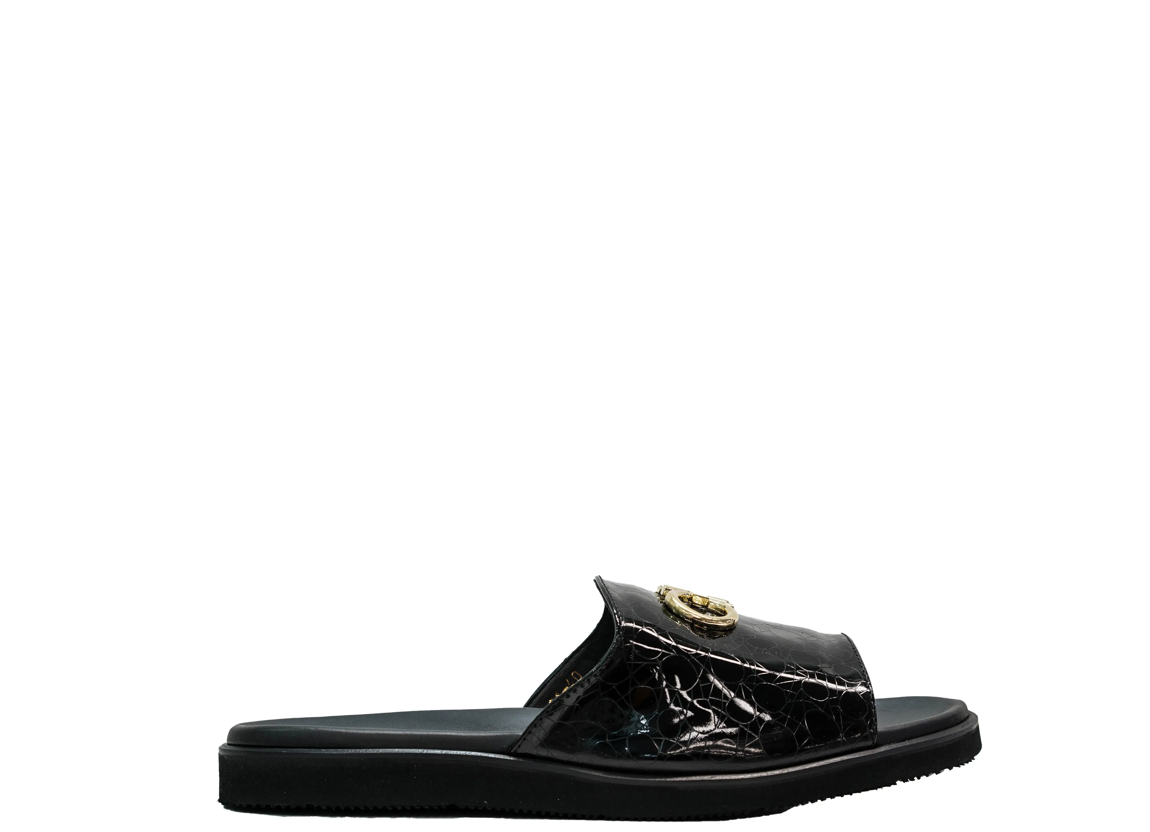 Roberto Serpentini Men's Black Buckle Sandals MT5100 30% OFF