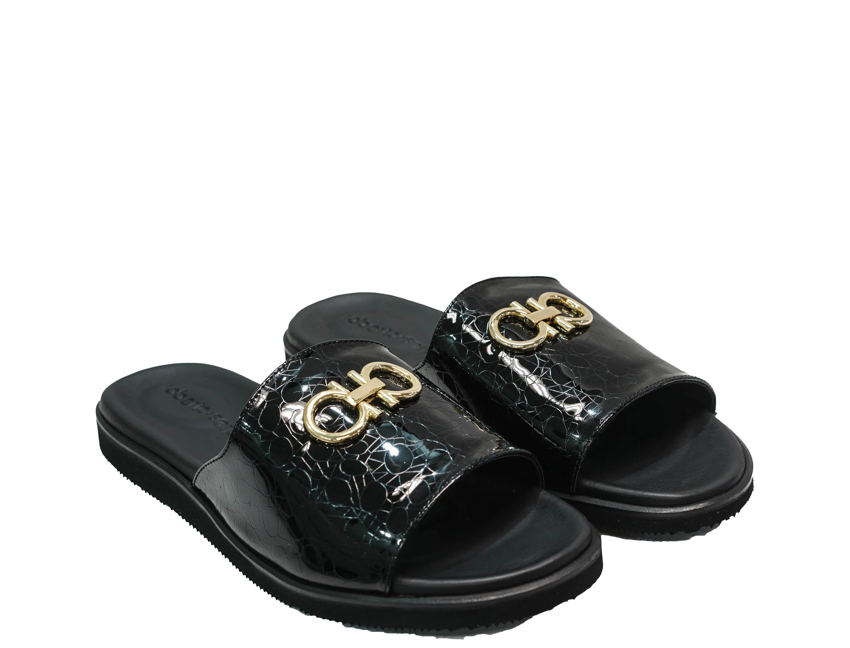 Roberto Serpentini Men's Black Buckle Sandals MT5100 30% OFF