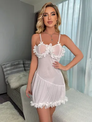 Ruffled Seduction Lace Teaser Backless Night Dress