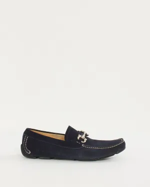 Salvatore Ferragamo Men's Navy Suede Bit Loafers - 9