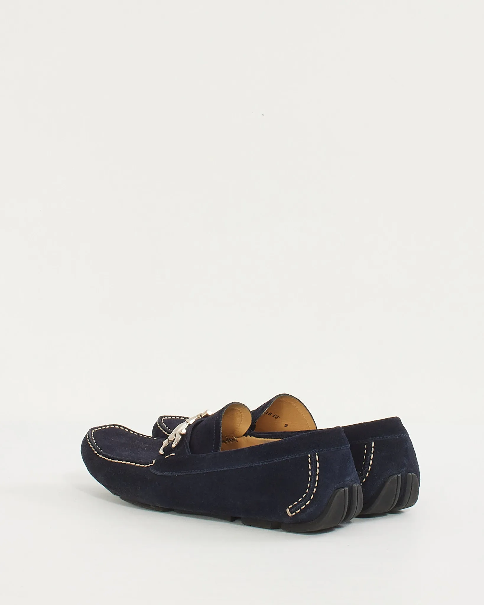 Salvatore Ferragamo Men's Navy Suede Bit Loafers - 9