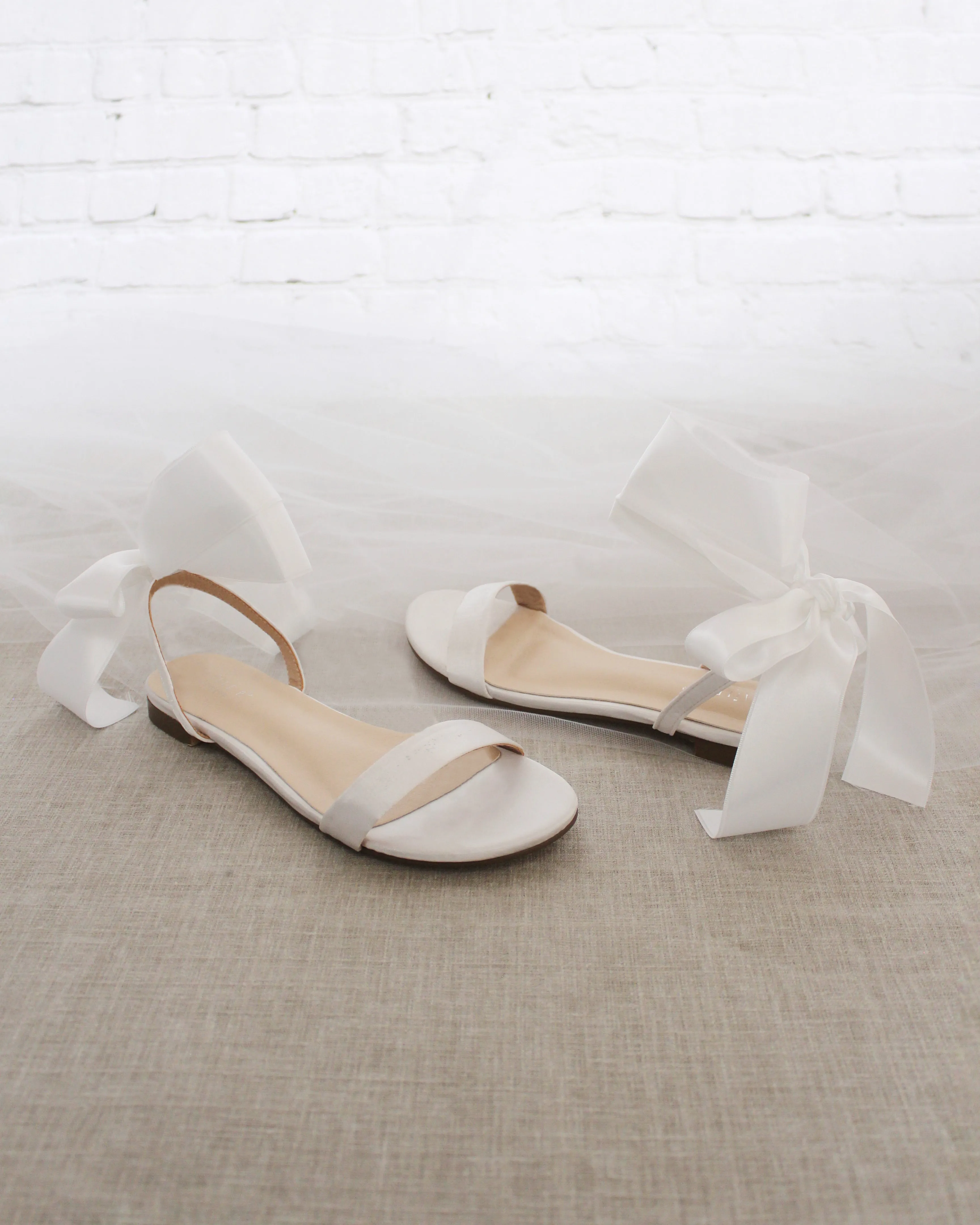 Satin Flat Sandal with Wrapped Satin Tie